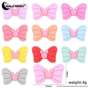 5Pcs Baby Teether Chew Molar Beads Bow Tie Silicone Bead for Pacifier Clip