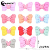 5Pcs Baby Teether Chew Molar Beads Bow Tie Silicone Bead for Pacifier Clip