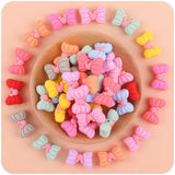 5Pcs Baby Teether Chew Molar Beads Bow Tie Silicone Bead for Pacifier Clip