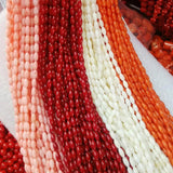 Natural Red Coral Rice Beads DIY Jewelry Semi-finished Loose Beads 4x8mm