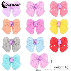 5Pcs Cartoon Bow Tie Teething Chew Beads Food Baby Silicone Beads