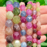 Faceted Tourmaline Stone Round Spacer Beads for Jewelry Making 15'' 6 8 10mm