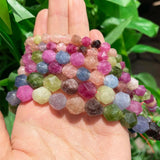 Faceted Tourmaline Stone Round Spacer Beads for Jewelry Making 15'' 6 8 10mm