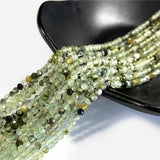 Faceted Green Prehnites Stone 2-3mm Round Loose Beads 15.5 inch