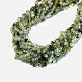 Faceted Green Prehnites Stone 2-3mm Round Loose Beads 15.5 inch