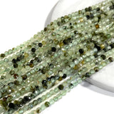 Faceted Green Prehnites Stone 2-3mm Round Loose Beads 15.5 inch
