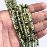 Faceted Green Prehnites Stone 2-3mm Round Loose Beads 15.5 inch