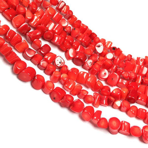Red Coral Irregular Cylindrical Stone Beads 6x8mm
