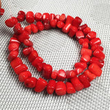 Red Coral Irregular Cylindrical Stone Beads 6x8mm