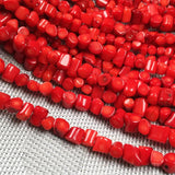 Red Coral Irregular Cylindrical Stone Beads 6x8mm