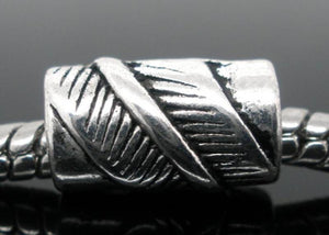50 Pcs Silver Leaf Tube Spacers Beads Findings 11x7mm