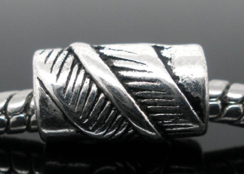 50 Pcs Silver Leaf Tube Spacers Beads Findings 11x7mm