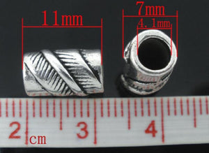 50 Pcs Silver Leaf Tube Spacers Beads Findings 11x7mm