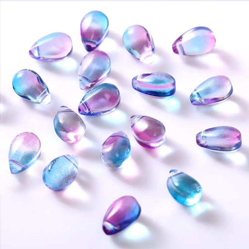 100PCS 6x9mm Glass Water Drop Beads Multicolor DIY Bracelets Earrings