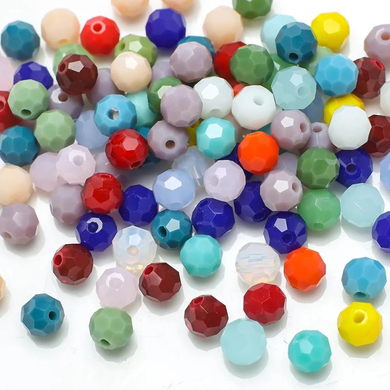 2/3/4mm 32Faceted Glass Round Beads for DIY Jewelry Making