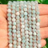 4mm Aquamarines Faceted Stone Beads 15'' Strand