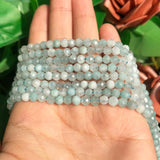 4mm Aquamarines Faceted Stone Beads 15'' Strand