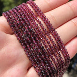 Natural 3mm Faceted Dark Red Garnet Loose Spacer Waist Beads for Jewelry Making