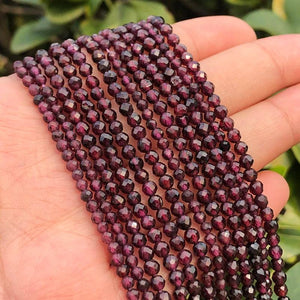 Natural 3mm Faceted Dark Red Garnet Loose Spacer Waist Beads for Jewelry Making