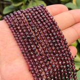 Natural 3mm Faceted Dark Red Garnet Loose Spacer Waist Beads for Jewelry Making