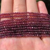 Natural 3mm Faceted Dark Red Garnet Loose Spacer Waist Beads for Jewelry Making