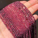 Natural 3mm Faceted Dark Red Garnet Loose Spacer Waist Beads for Jewelry Making