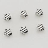 30pcs/Lot Antique Silver Big Hole Star Beads 9mm Stripe Pattern Spacer Beads