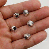 30pcs/Lot Antique Silver Big Hole Star Beads 9mm Stripe Pattern Spacer Beads