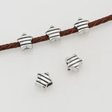 30pcs/Lot Antique Silver Big Hole Star Beads 9mm Stripe Pattern Spacer Beads