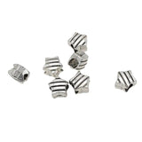 30pcs/Lot Antique Silver Big Hole Star Beads 9mm Stripe Pattern Spacer Beads