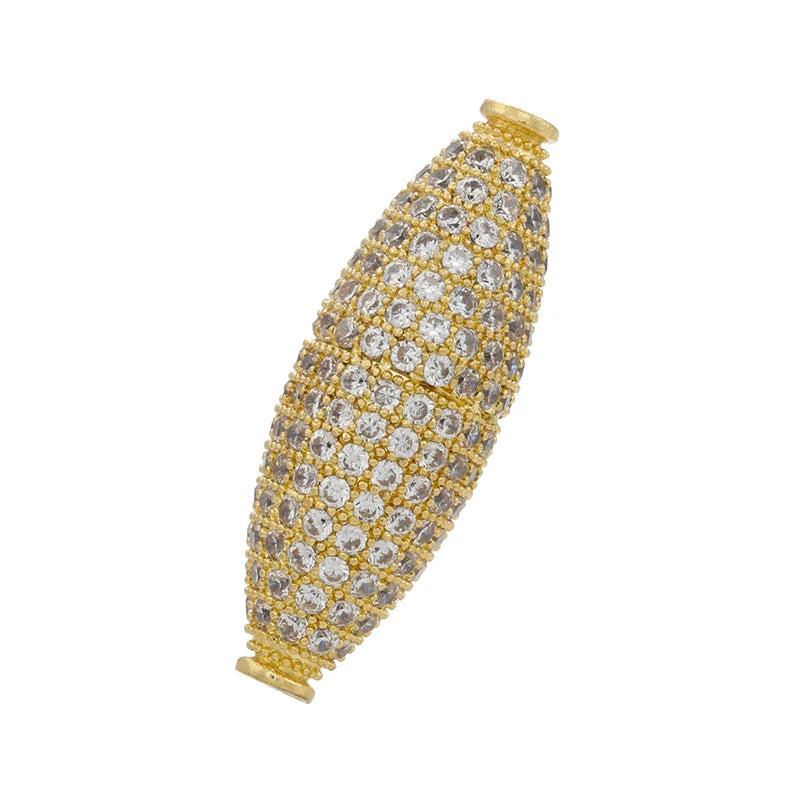 29mm Brass CZ Oval Spacer Beads DIY Jewelry Making