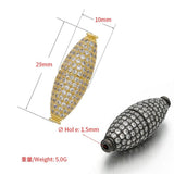 29mm Brass CZ Oval Spacer Beads DIY Jewelry Making