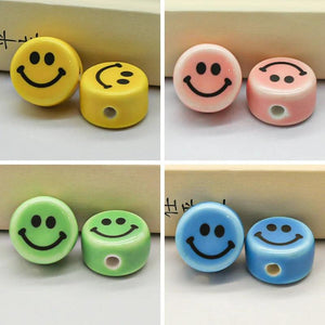 10pcs 16mm Smile Face Ceramic Beads Loose Spacer Beads Colorful Ceramics Bead