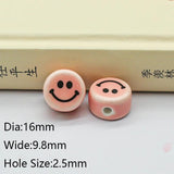 10pcs 16mm Smile Face Ceramic Beads Loose Spacer Beads Colorful Ceramics Bead