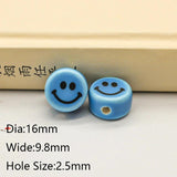 10pcs 16mm Smile Face Ceramic Beads Loose Spacer Beads Colorful Ceramics Bead