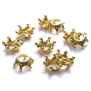 50Pcs 6x14mm Crown Large Hole Metal Beads Antique Plated Spacer Beads