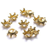 50Pcs 6x14mm Crown Large Hole Metal Beads Antique Plated Spacer Beads