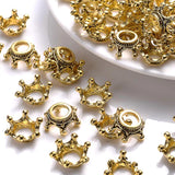 50Pcs 6x14mm Crown Large Hole Metal Beads Antique Plated Spacer Beads