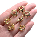 50Pcs 6x14mm Crown Large Hole Metal Beads Antique Plated Spacer Beads