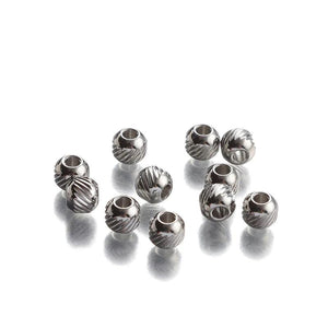 20PCS Stainless Steel 6mm Spacer Beads Round Loose Bead For 2.5mm Leather Cord