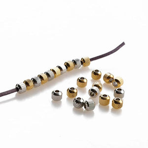 20PCS Stainless Steel 6mm Spacer Beads Round Loose Bead For 2.5mm Leather Cord