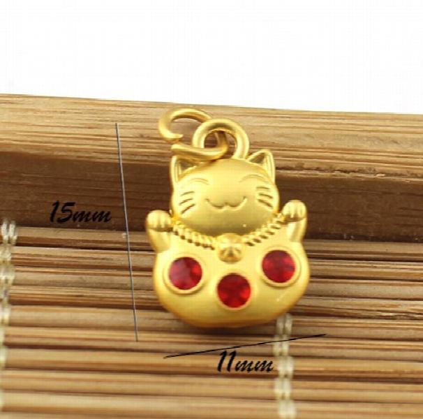 10pcs Lucky Cat Matte Color-Preserving Dripping Oil Red String Pendant Jewelry