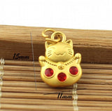 10pcs Lucky Cat Matte Color-Preserving Dripping Oil Red String Pendant Jewelry