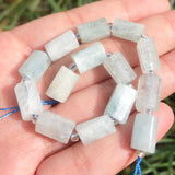 Aquamarine Cylinder Beads for Jewelry Making DIY Charms Bracelet 7.5in