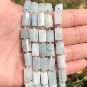 Aquamarine Cylinder Beads for Jewelry Making DIY Charms Bracelet 7.5in