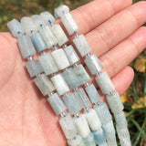 Aquamarine Cylinder Beads for Jewelry Making DIY Charms Bracelet 7.5in