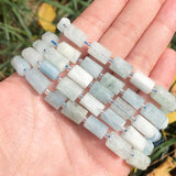 Aquamarine Cylinder Beads for Jewelry Making DIY Charms Bracelet 7.5in