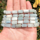 Aquamarine Cylinder Beads for Jewelry Making DIY Charms Bracelet 7.5in
