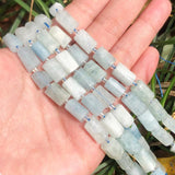 Aquamarine Cylinder Beads for Jewelry Making DIY Charms Bracelet 7.5in