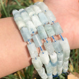 Aquamarine Cylinder Beads for Jewelry Making DIY Charms Bracelet 7.5in